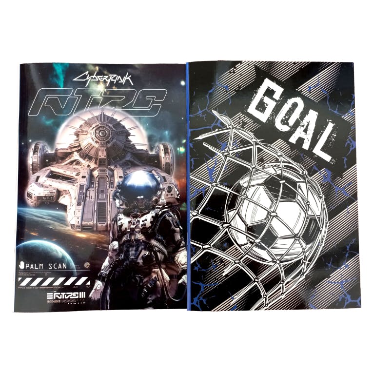 40Φ Notebook Τετράδιο Καρφίτσα FOOTBALL - SPACEMAN  Ριγέ Β5 17x25cm   Gim 357-23400