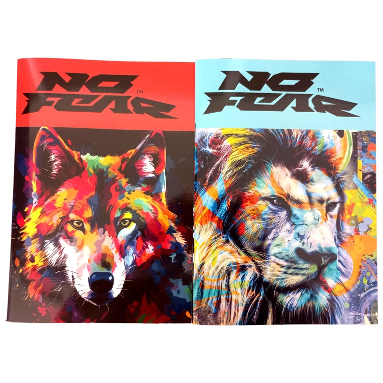 40Φ Notebook Τετράδιο Καρφίτσα NO FEAR FLUO LION - COLOURED WOLF Ριγέ Β5 17x25cm Gim 348-5400