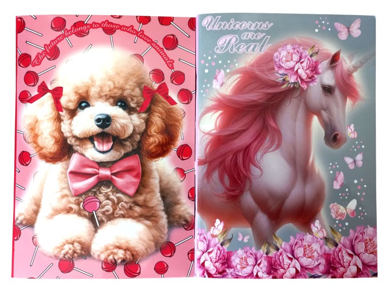 40Φ Notebook Τετράδιο Καρφίτσα LOVE POODLE - BUTTERLY UNICORN Ριγέ Β5 17x25cm Gim 357-21400