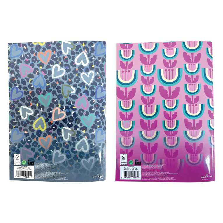 BMU - Hallmark Notebook Τετράδιο Καρφίτσα Α4 50 φύλλων PRINT-TULIP ASS. Ριγέ 333-39444