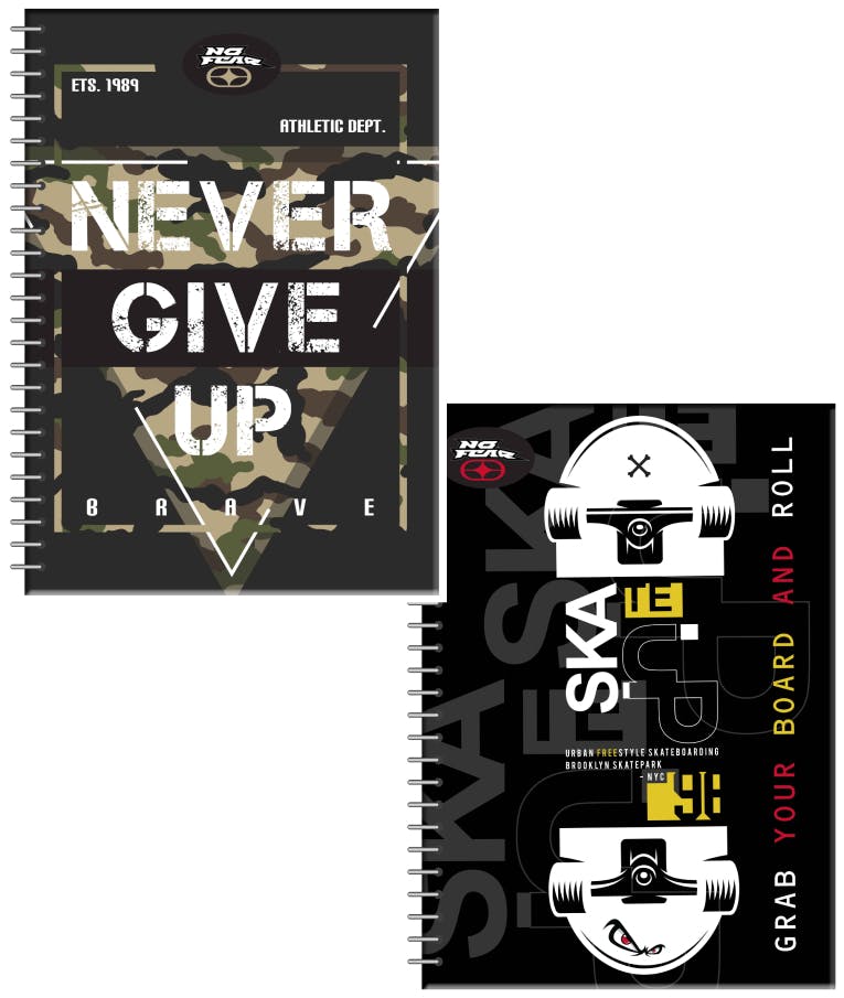 Α4 Τετράδιο Σπιράλ NO FEAR SKATE UP-NEVER GIVE UP 2 Θεμάτων 70 φύλλων Ριγέ 21x29 5 347-89440