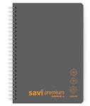 A4 Τετράδιο Σπιράλ Notebook 4 SAVI PREMIUM 4 Θεμάτων Μαυρο Ριγέ με Περιθωρίο 21x29 120 φύλλων 202024-403 The Penwest Company