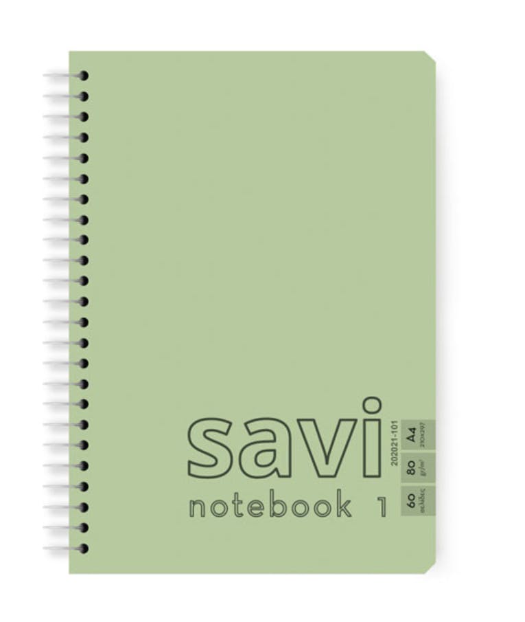 A4 Τετράδιο Σπιράλ Notebook 1 COLORSAVI 1 Θεμάτων Πράσινο Ριγέ με Περιθωρίο 21x29 30 φύλλων 202021-101 