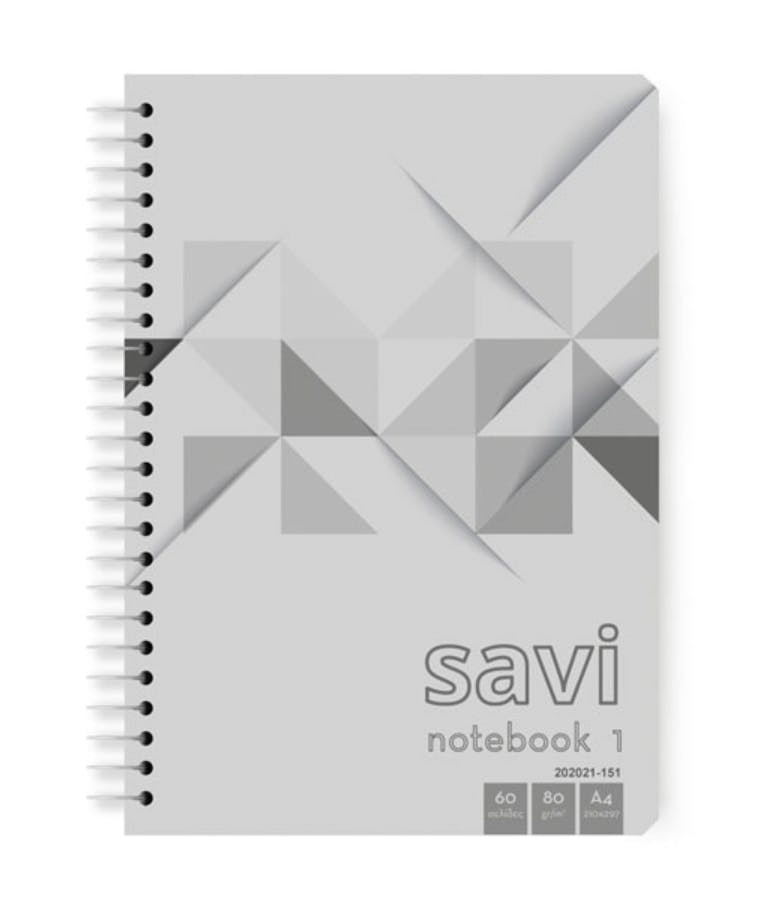 A4 Τετράδιο Σπιράλ Notebook 1 COLORSAVI 1 Θεμάτων Γκρι Ριγέ με Περιθωρίο 21x29 30 φύλλων 202021-151 