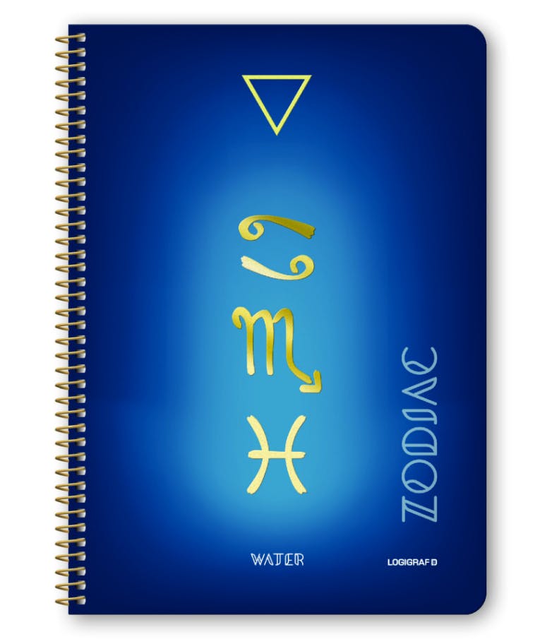 Α4 Τετράδιο Σπιράλ ZODIAC 90 φύλλων 3 Θεμάτων Ριγέ WIRELOCK 02623