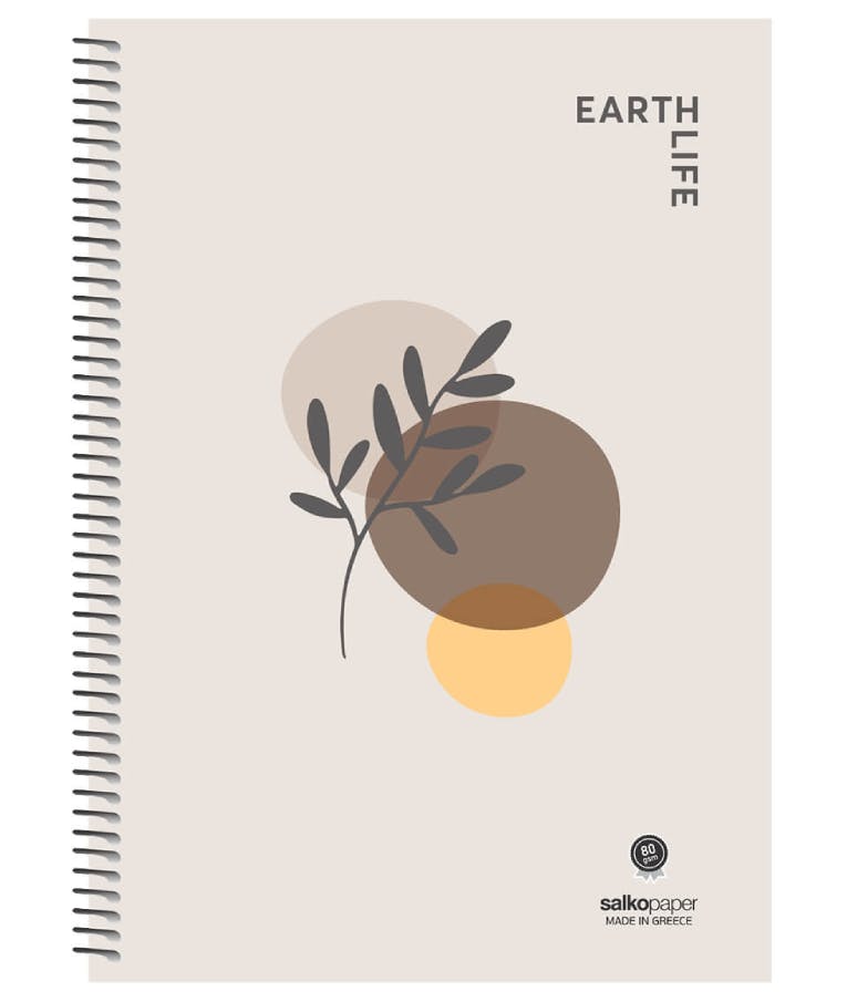 Α4 Τετράδιο Σπιράλ Salko Paper Earth Life 3 Θεμάτων Ριγέ 90φύλλων 21x29 6418