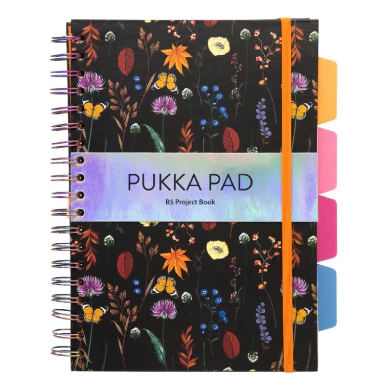 PUKKA PAD - Τετράδιο Σπιράλ Β5  με Σκληρό Εξώφυλλο, Λάστιχο, διπλό Σύρμα  200σελ  80γρ  9495