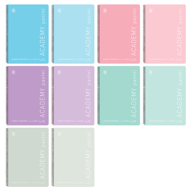 TYPOTRUST - Β5 Τετράδιο Σπιράλ ACADEMY PASTEL 4 Θεμάτων 120 φύλλων 17x25  Typotrust 4554-35