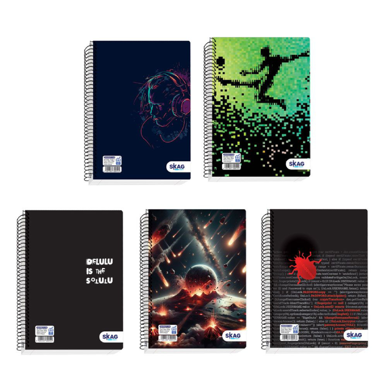 SKAG - B5 Τετράδιο Σπιράλ 17x25 60 φύλλων 2 Θέματα Ριγέ UNIVERSITY FUN   Ν.9242 300551