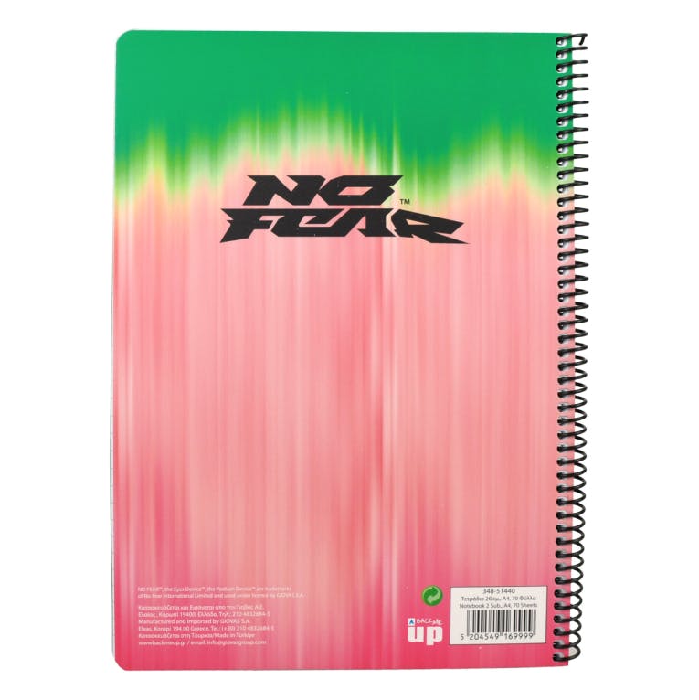 BMU - B5 Τετράδιο Σπιράλ NO FEAR OMBRE-GRADIENT PINK  2 Θεμάτων 70 φύλλων Ριγέ 17x25 348-51440 