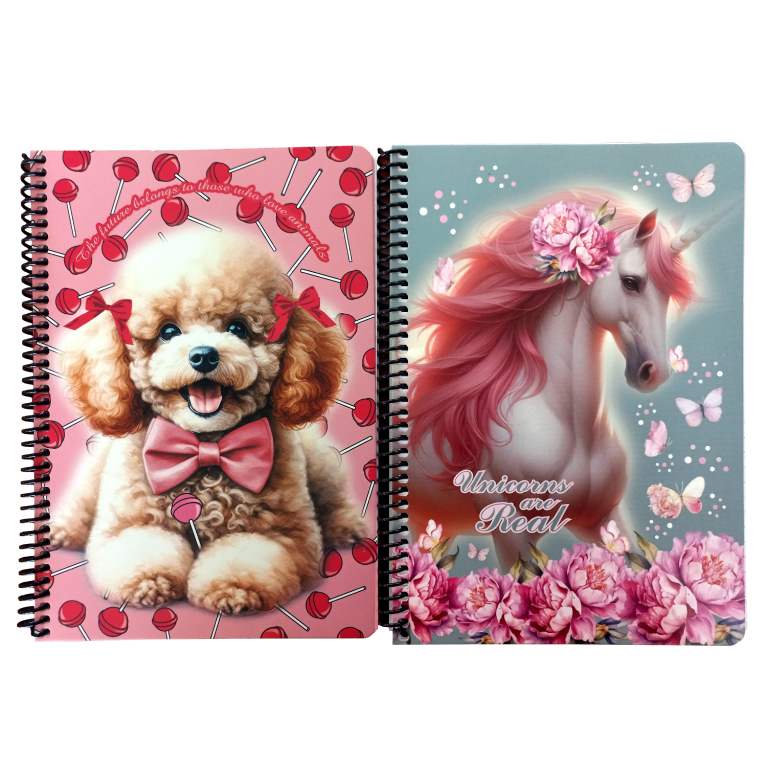BMU - B5 Τετράδιο Σπιράλ LOVE POODLE-BUTTERLY UNICORN 2 Θεμάτων 70 φύλλων Ριγέ 17x25 357-21402 