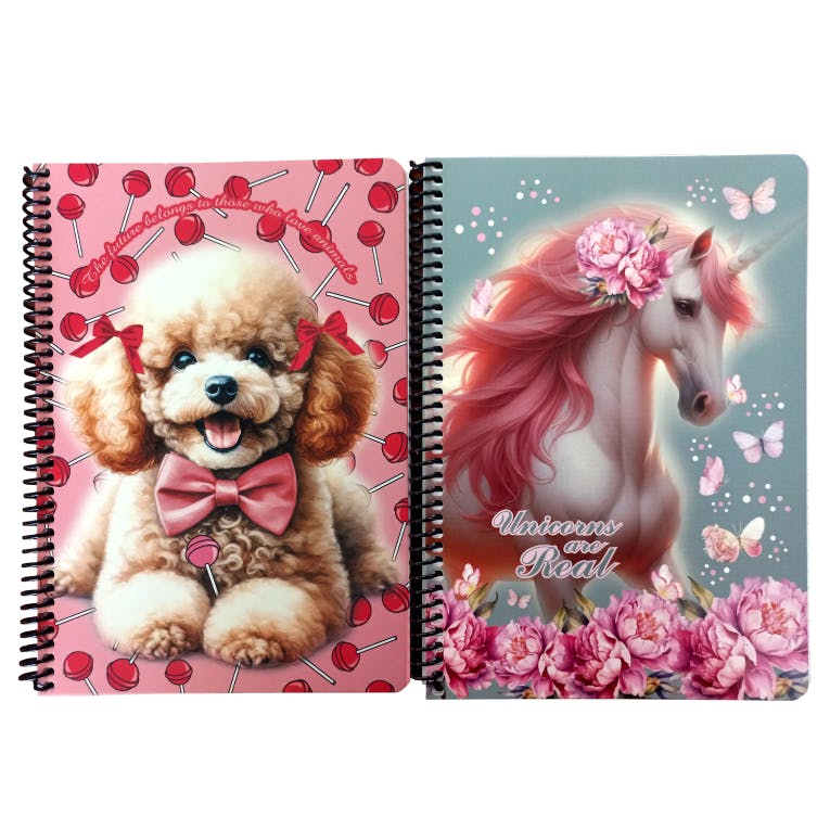 B5 Τετράδιο Σπιράλ LOVE POODLE-BUTTERLY UNICORN 2 Θεμάτων 70 φύλλων Ριγέ 17x25 357-21402 