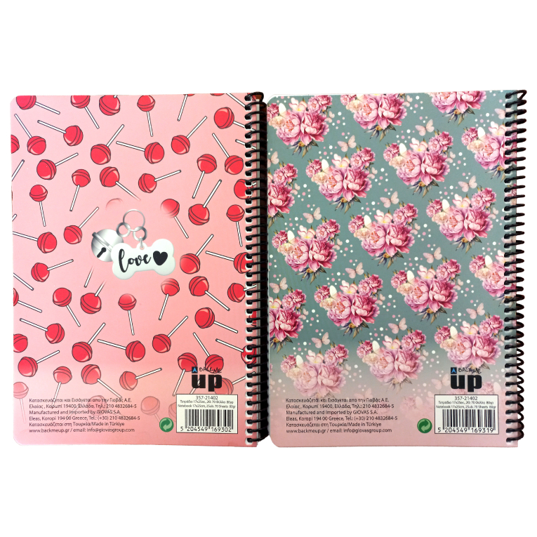 BMU - B5 Τετράδιο Σπιράλ LOVE POODLE-BUTTERLY UNICORN 2 Θεμάτων 70 φύλλων Ριγέ 17x25 357-21402 
