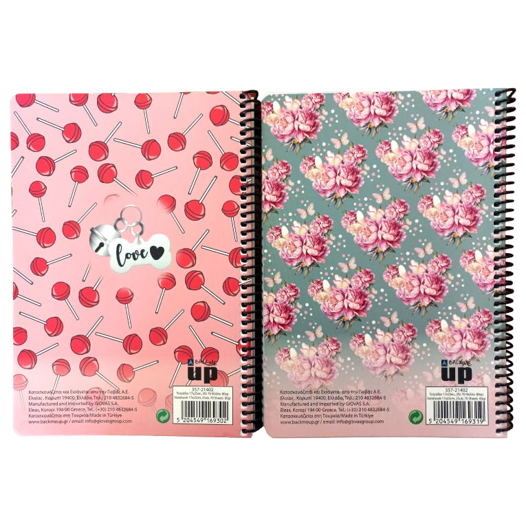 BMU - B5 Τετράδιο Σπιράλ LOVE POODLE-BUTTERLY UNICORN 2 Θεμάτων 70 φύλλων Ριγέ 17x25 357-21402 