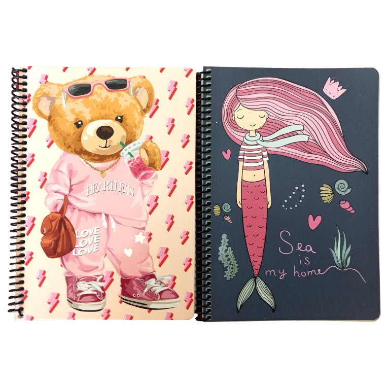 B5 Τετράδιο Σπιράλ BEAR-MERMAID  2 Θεμάτων 70 φύλλων Ριγέ 17x25 357-24402 