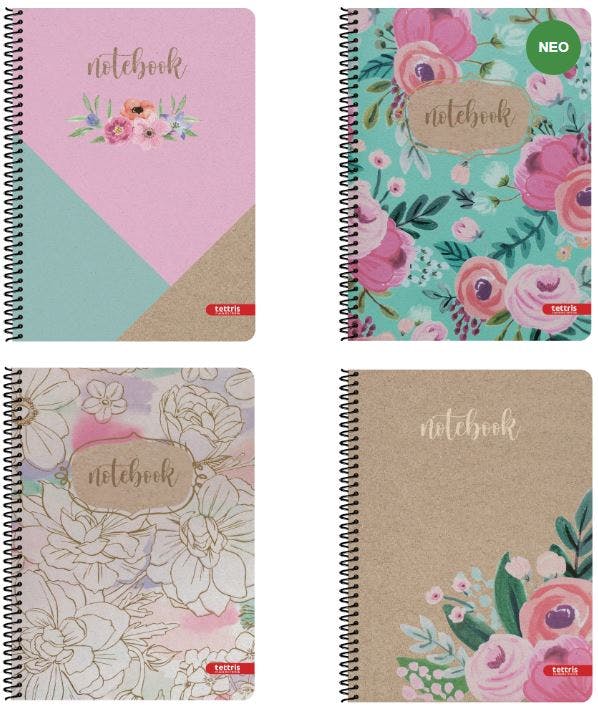 Tettris B5 Τετράδιο Σπιράλ  B5-2Θ-195 17x24 60 φύλλα 2 θέματα CLASSIC FLOWERS 21219534