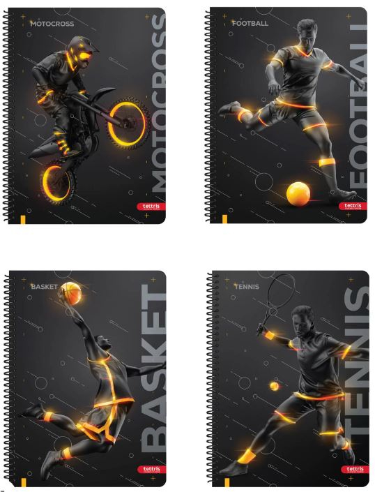 TETTRIS - Tettris B5 Τετράδιο Σπιράλ  B5-3Θ-183 17x24 90 φύλλα 3 θέματα SPORTS 21318334