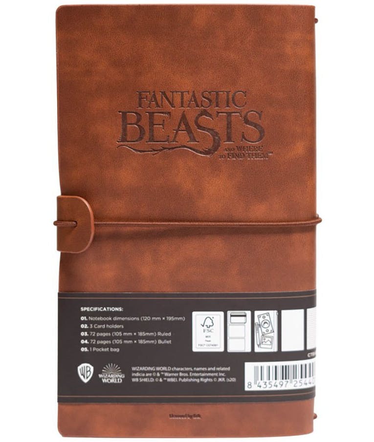 ERIK - Ταξιδιωτικό Τετράδιο με Δερματίνη FANTASTIC BEASTS 72pages ruled+72pages bullet+3card holders+1pocket bag 12x19.5cm CTBV006