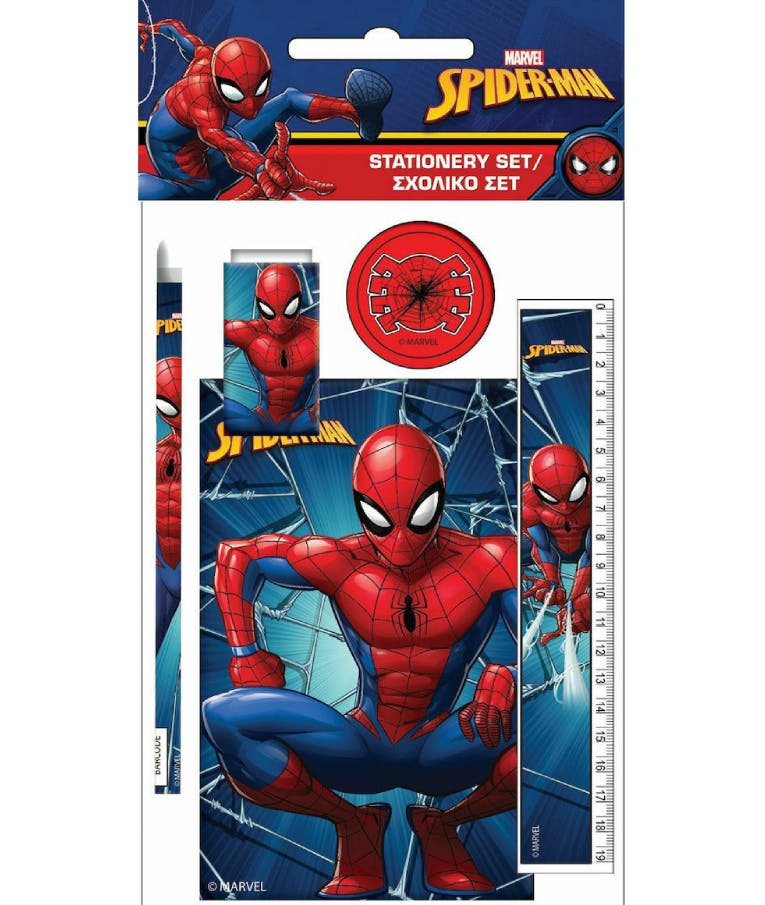 Gim Spiderman Παιδικό Σετ Γραφικής Ύλης με Μολύβι, Ξύστρα, Γόμα, Σημειωματάριο και Χάρακα SPIDERMAN  337-77755