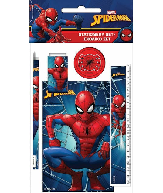 GIM - Gim Spiderman Παιδικό Σετ Γραφικής Ύλης με Μολύβι, Ξύστρα, Γόμα, Σημειωματάριο και Χάρακα SPIDERMAN  337-77755