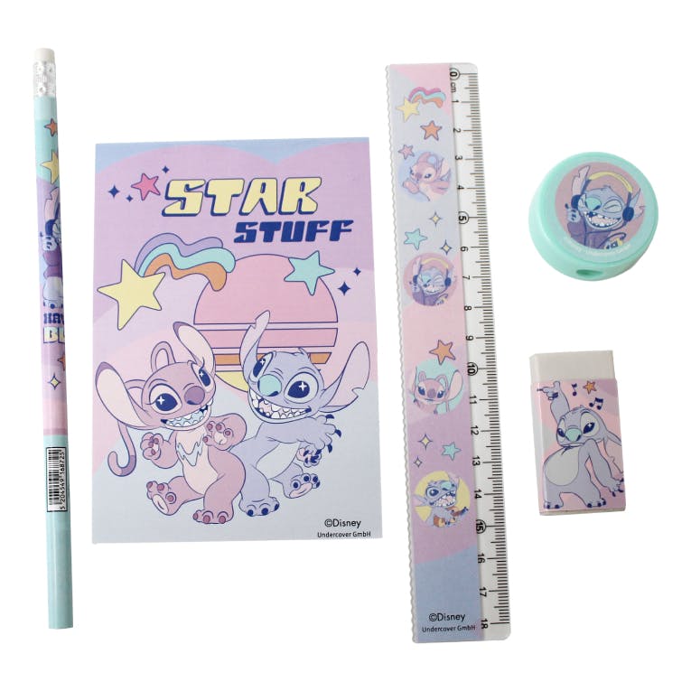 Gim Σχολικό ΣΕΤ 5 τεμ STITCH GEN Z (Περιλαμβάνει Μολύβι, Γόμα, Ξύστρα, Χάρακας, Μπλοκ Σημειώσεων)  342-01755