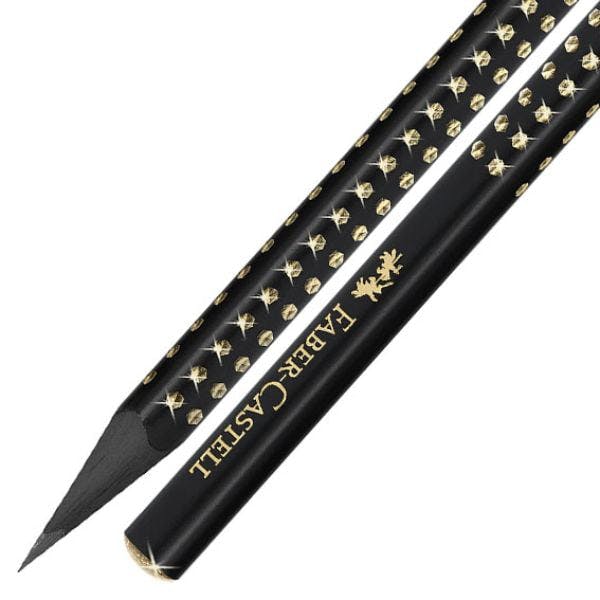 Faber Castell Μολύβι GRIP 2001 ΗΒ  Μαυρο Σώμα και Χρυσά διαμαντάκια  118278