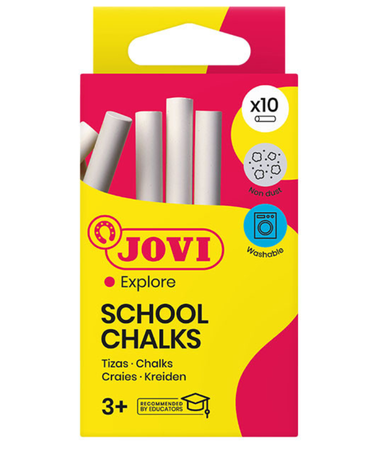 JOVI -  Λευκές Κιμωλίες σε πακέτο των 10 τεμαχιων 8 εκαστοστά για Μαυροπίνακα και κάθε χρήση School Chalks Washables 034704