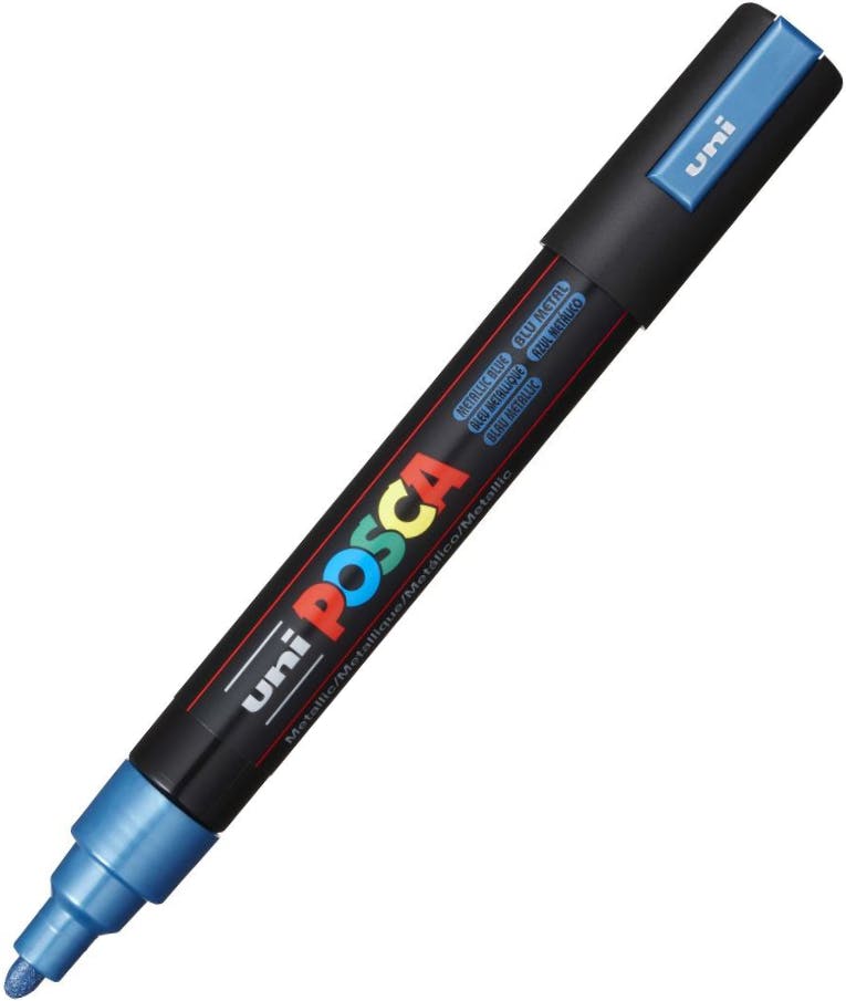 Ανεξίτηλος Μαρκαδόρος  Bullet Metallic Blue Uni-ball Posca 1.8-2.5 PC-5M για κάθε επιφάνεια