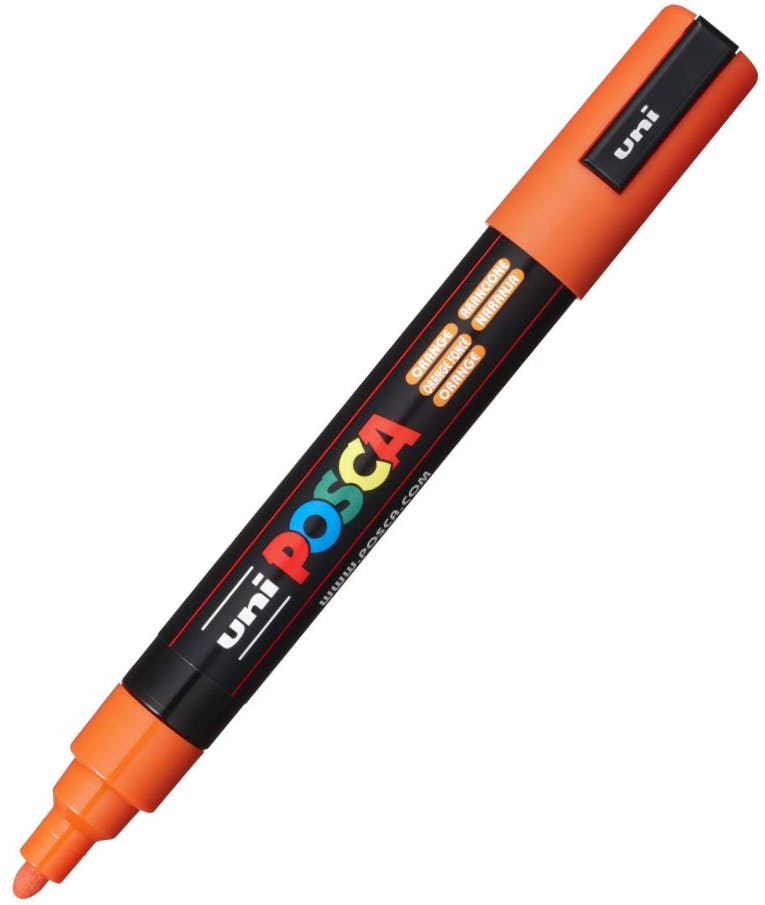 Ανεξίτηλος Μαρκαδόρος  Bullet Πορτοκαλί Orange 4 Uni-ball Posca 1.8-2.5 PC-5M για κάθε επιφάνεια