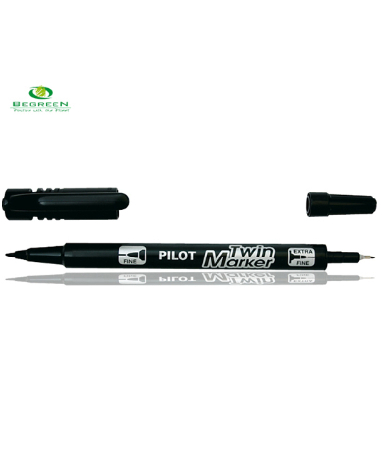 PILOT - Pilot Ανεξίτηλο Μαρκαδοράκι Τwin Marker Διπλο FINE - EXTRA FINE 2mm Black ΜΑΥΡΟ SCA-TM-B-BG