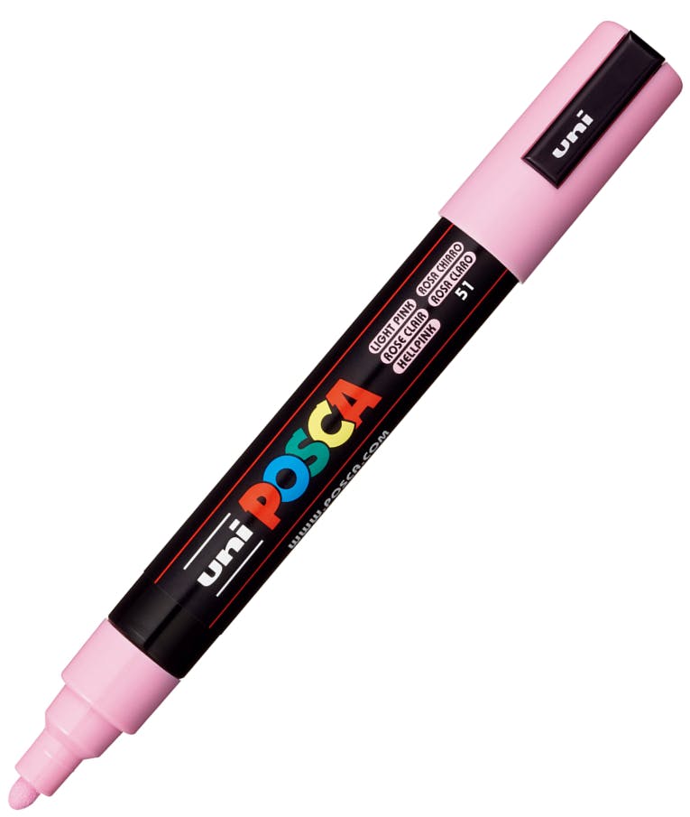 Ανεξίτηλος Μαρκαδόρος Bullet Light Pink 51 Uni-ball Posca 1.8-2.5 PC-5M για κάθε επιφάνεια