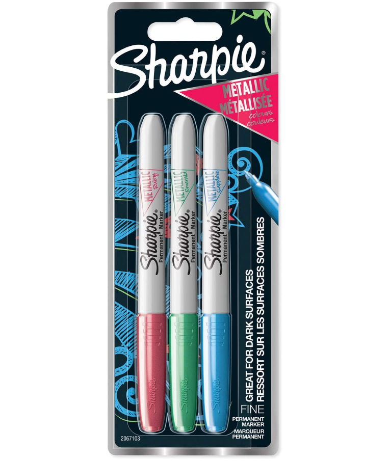SHARPIE - Sharpie Μαρκαδόροι Ζωγραφικής Metallic Permanent Markers Ruby-Emerald-Sapphire Fine 0.9mm Μεταλλικό Κόκκινο Πράσινο Μπλε 2067103