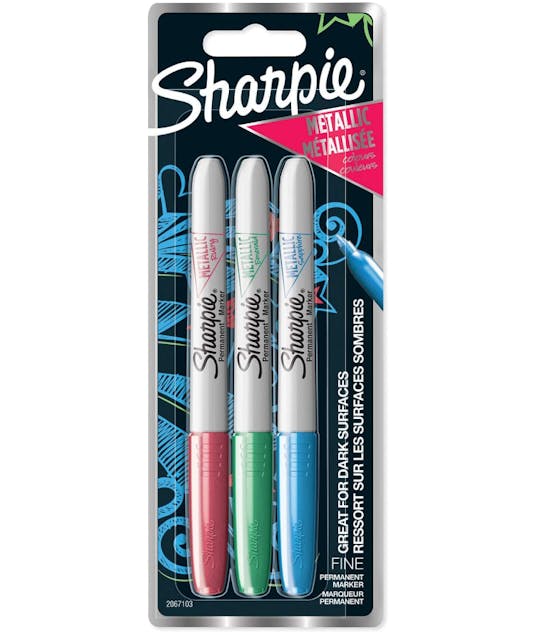 SHARPIE - Sharpie Μαρκαδόροι Ζωγραφικής Metallic Permanent Markers Ruby-Emerald-Sapphire Fine 0.9mm Μεταλλικό Κόκκινο Πράσινο Μπλε 2067103