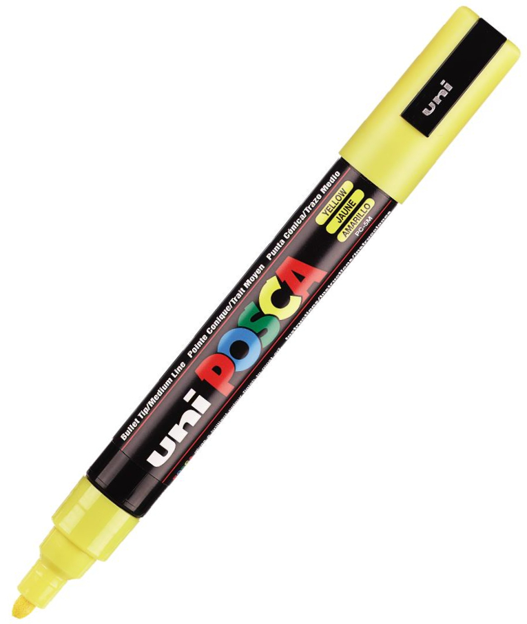 POSCA - Ανεξίτηλος Μαρκαδόρος Bullet Κίτρινο Yellow 2 Uni-ball Posca 1.8-2.5 PC-5M  για κάθε επιφάνεια
