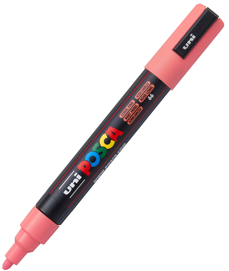 POSCA - Ανεξίτηλος Μαρκαδόρος Bullet Κοραλί Coral Pink 66 Uni-ball Posca 1.8-2.5 PC-5M για κάθε επιφάνεια