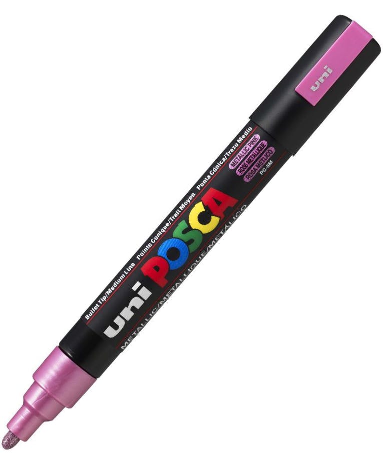 Ανεξίτηλος Μαρκαδόρος Bullet Μεταλλικό Ροζ Metalic Pink M13 Uni-ball Posca M13 Metallic Pink 1.8-2.5 PC-5M  για κάθε επιφάνεια