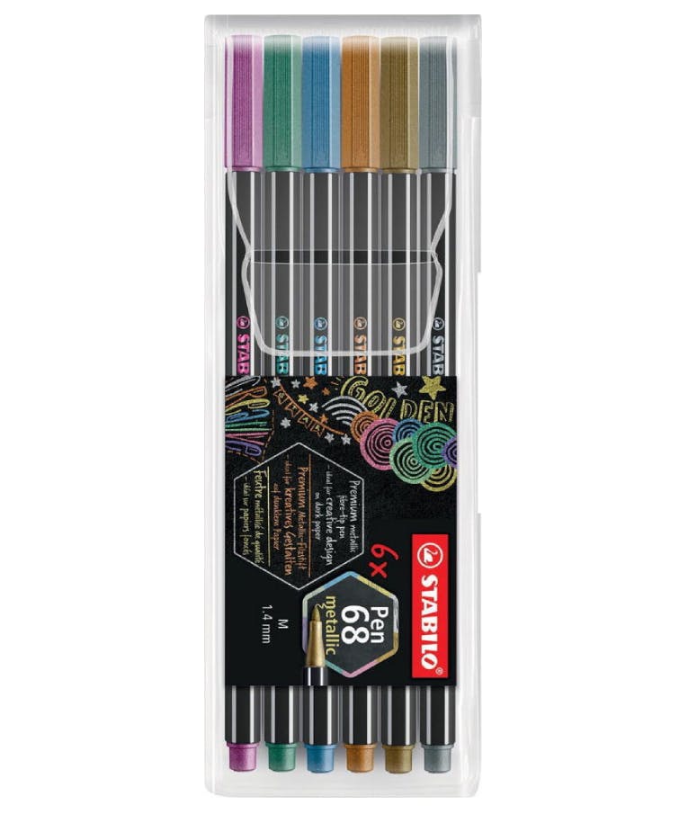 Stabilo Pen 68 Mettalic 1.4mm  Set of 6 Μαρκαδόροι-Στυλό Μεταλλικά Χρώματα Σετ των 6 6806/8-11-01