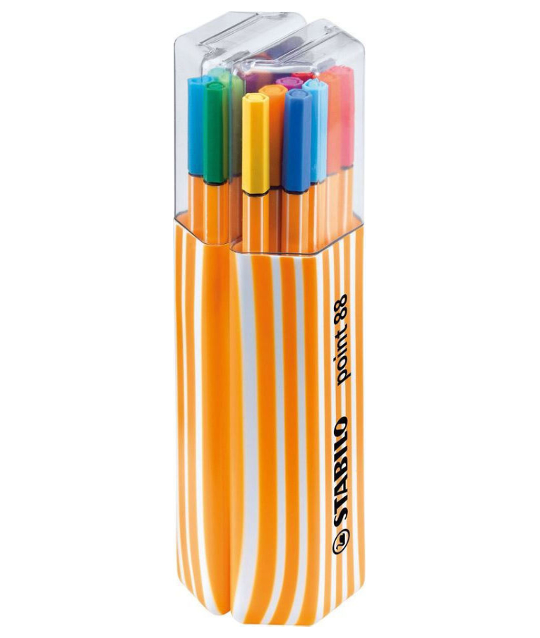 Stabilo Point 88 0.4mm Color Parade 20τμχ  Μαρκαδόροι Στυλό  Σετ των 20 χρωμάτων σε Εξάγωνη Κασετίνα 8820-01