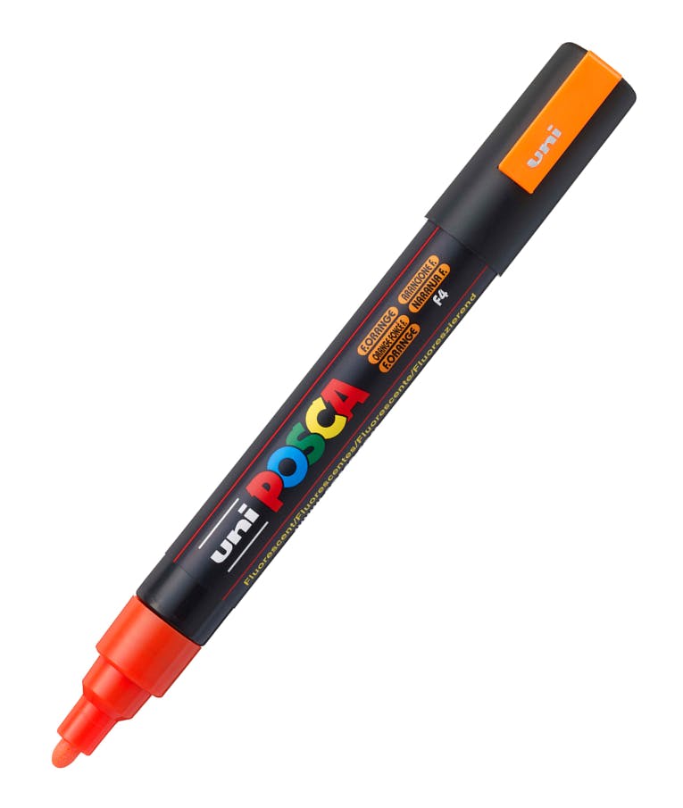 Ανεξίτηλος Μαρκαδόρος  Bullet Fluo Orange F4 Uni-ball Posca 1.8-2.5 PC-5M για κάθε επιφάνεια