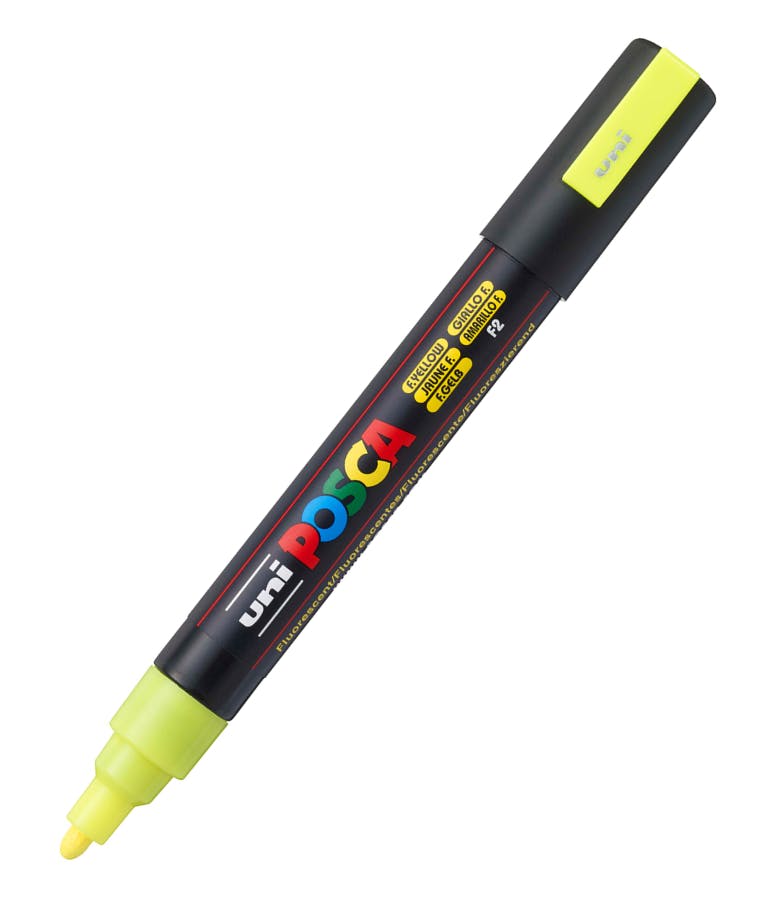 Ανεξίτηλος Μαρκαδόρος  Bullet Fluo Yellow F2 Uni-ball Posca 1.8-2.5 PC-5M για κάθε επιφάνεια