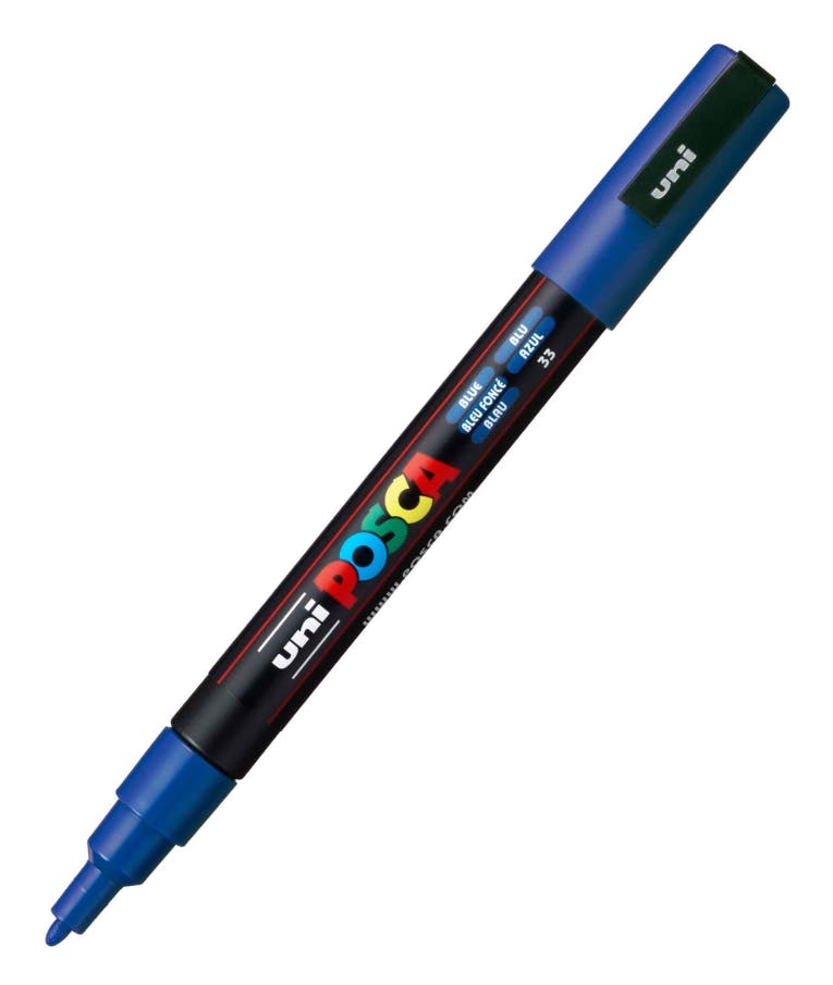 Ανεξίτηλος Μαρκαδόρος  Bullet Blue 33 Uni-ball Posca 0.9-1.3mm PC-3M για κάθε επιφάνεια