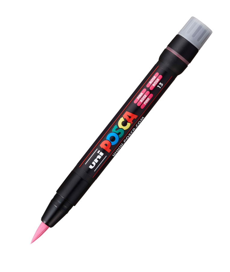 POSCA - Πινέλο Μαρκαδόρος Ζωγραφικής Uni-ball Posca Brush  Pink Ροζ 13 PCF-350/13 για κάθε επιφάνεια