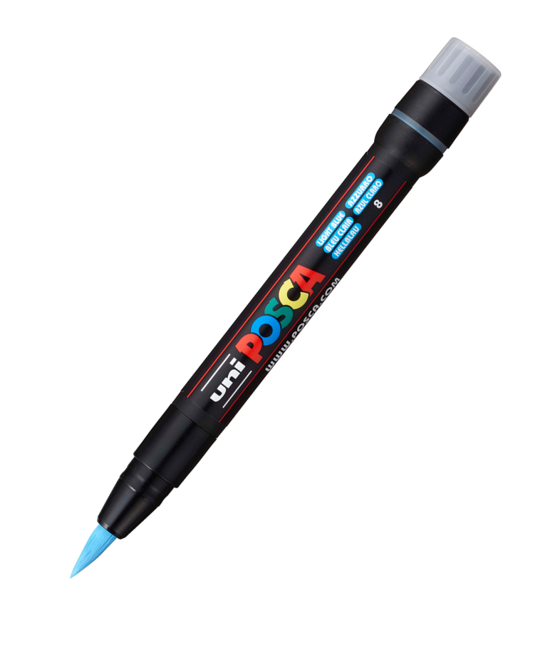 Πινέλο Μαρκαδόρος Ζωγραφικής Uni-ball Posca Brush  Light Blue Γαλάζιο 8 PCF-350/8 για κάθε επιφάνεια