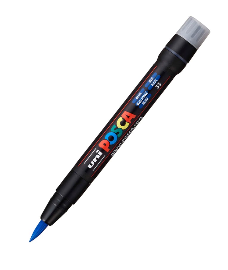 Πινέλο Μαρκαδόρος Ζωγραφικής Uni-ball Posca Brush  Blue Μπλε 33 PCF-350/33 για κάθε επιφάνεια