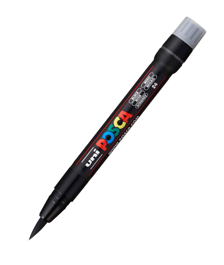 POSCA - Πινέλο Μαρκαδόρος Ζωγραφικής Uni-ball Posca Brush  Black Μαυρο 24 PCF-350/24 για κάθε επιφάνεια
