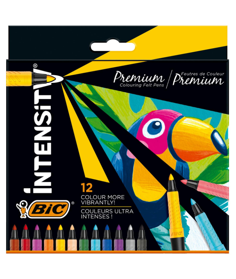 BIC -  Μαρκαδόροι Ζωγραφικής INTENSITY PREMIUM Colouring Felt Pens  Σετ 12τμχ  Μύτη 2.0mm   977891