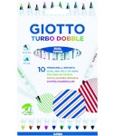 Giotto Σετ 10 Χρωμάτων Μαρκαδοράκια Διπλής Μύτης Πάχους 2.5 mm- 5 mm 424600 Turbo Dobble Dual-Nib Felt-Tip Pens