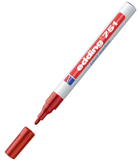 EDDING - Μαρκαδόρος Ανεξίτηλος Edding 751 fine paint marker Permament Metal, Glass, Plastic Red - Κόκκινο 1-2 mm  4-751002