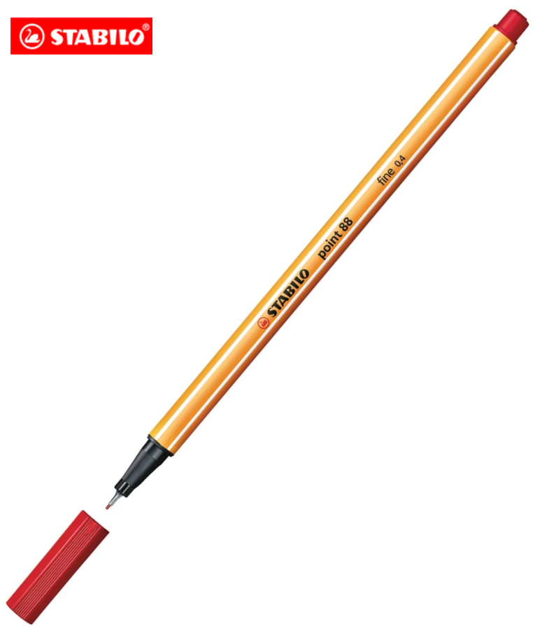 STABILO - Stabilo Point 88 Μαρκαδόρος Σχεδίου Fine Tip Λεπτής Γραφής 0.4mm Κόκκινο Red 88/40