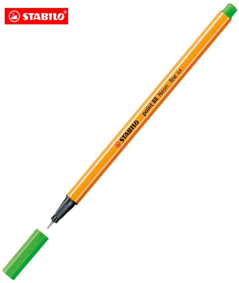 STABILO - Stabilo Point 88 Μαρκαδόρος Σχεδίου Fine Tip Λεπτής Γραφής 0.4mm Neon Πράσινο Neon Green 88/033